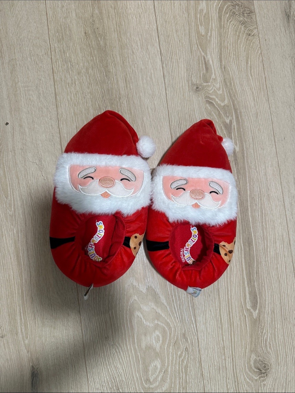 Squishmallows Kids Santa Plush Slippers - Red, White, Pink